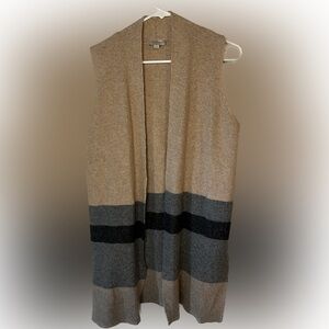 LOFT women’s sleeveless cardigan M fall sweater color block top duster knit
